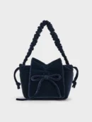 Bow Ruched Top Handle Bag