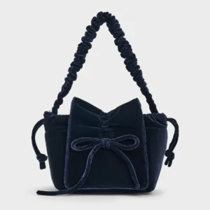 Bow Ruched Top Handle Bag