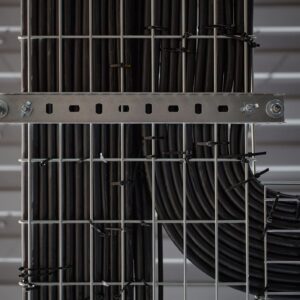 Industrial Electrical Cables Running through Metal Wire Cable Tray System